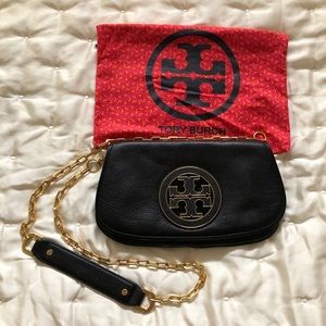 Tory Burch Raphael  Black Logo Convertible Crossbody or Clutch Handbag